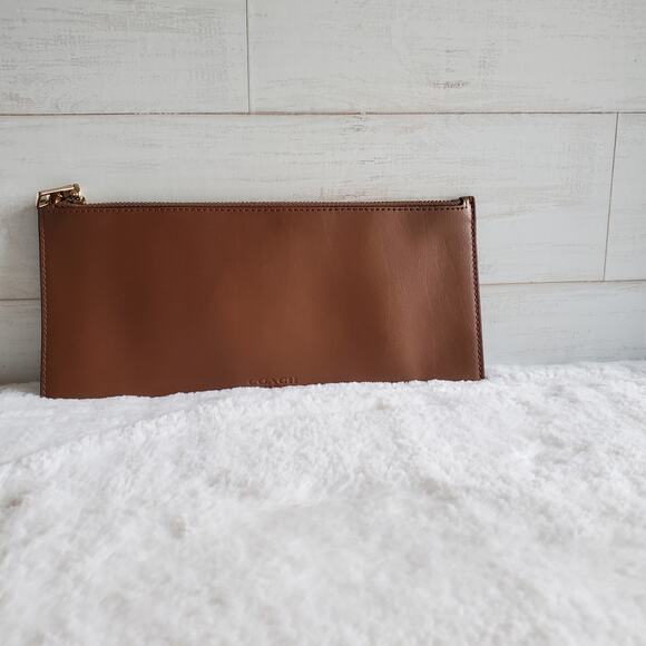 COACH Brown Long Slim Leather Zip Pouch Clutch Wallet - Picture 1 of 5